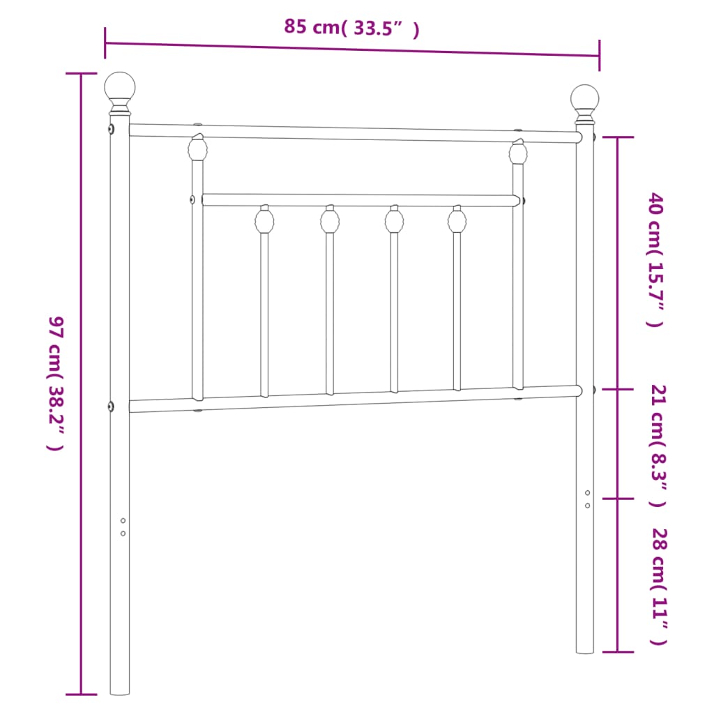 Kopfteil Metall Weiß 80 cm