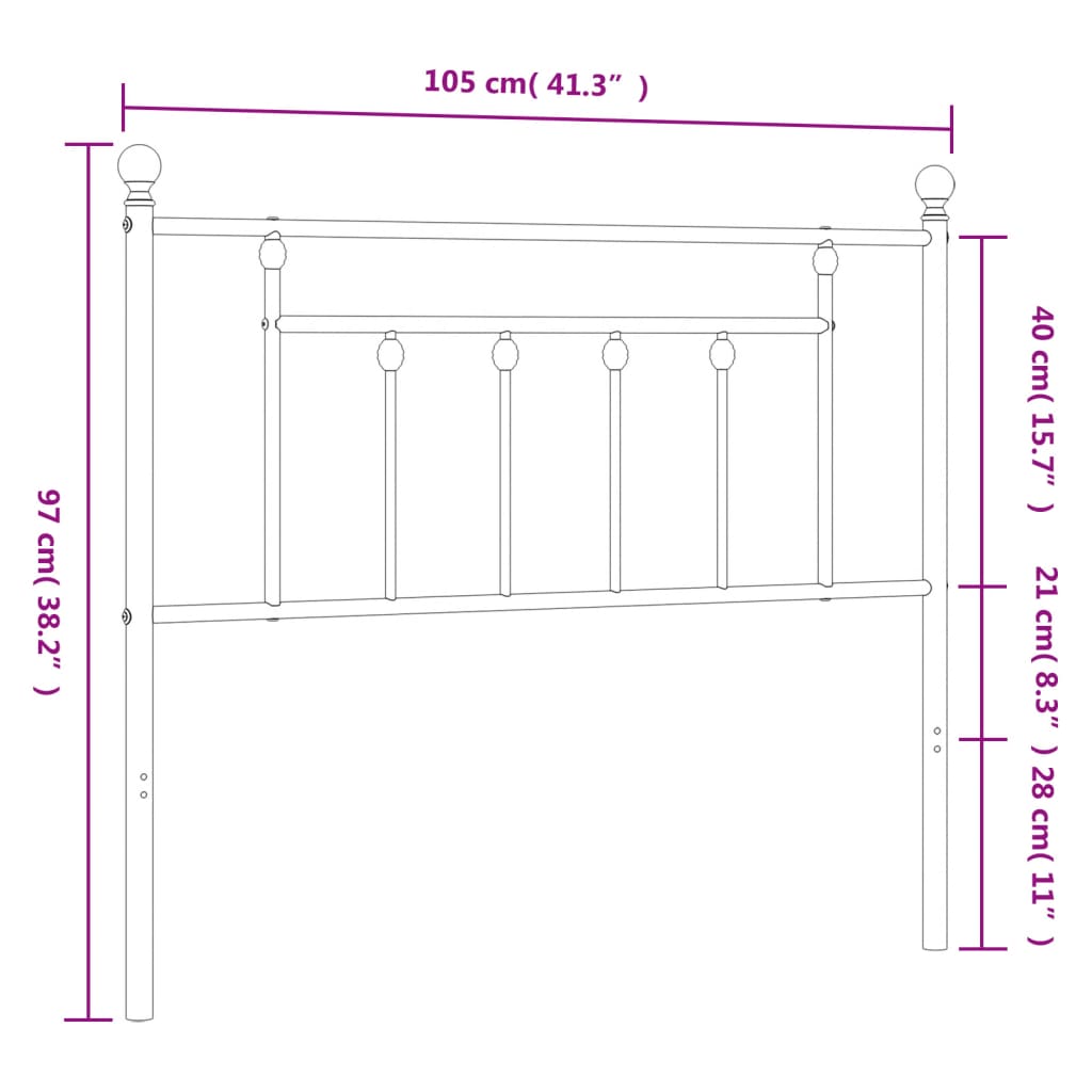 Kopfteil Metall Weiß 100 cm