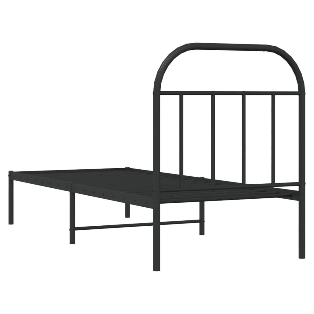 Bettgestell mit Kopfteil Metall Schwarz 75x190 cm