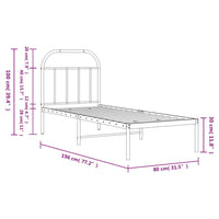 Bettgestell mit Kopfteil Metall Schwarz 75x190 cm