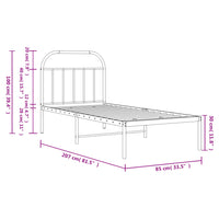 Bettgestell mit Kopfteil Metall Schwarz 80x200 cm