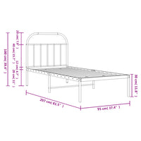 Bettgestell mit Kopfteil Metall Schwarz 90x200 cm