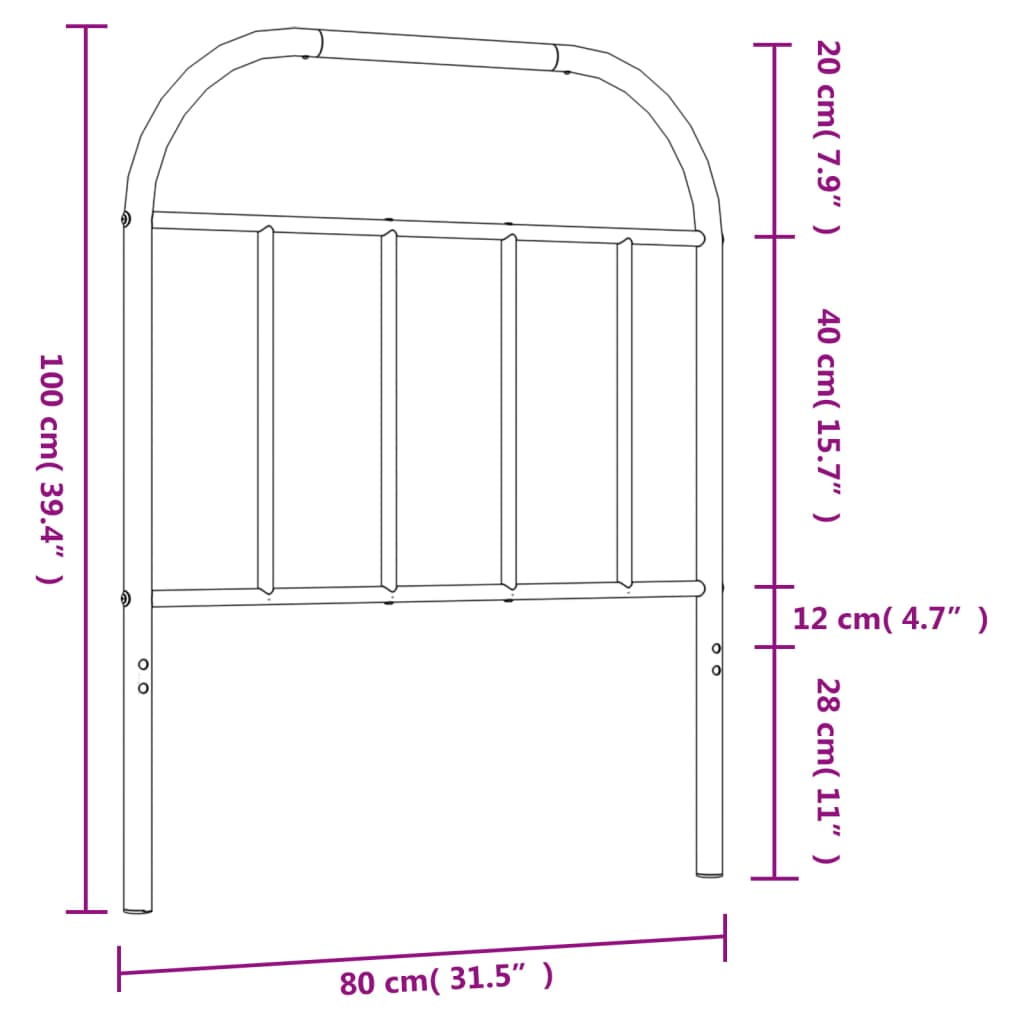 Kopfteil Metall Weiß 75 cm