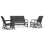 3-tlg. Garten-Lounge-Set Schaukel Schwarz Textilene und Stahl