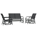 3-tlg. Garten-Lounge-Set Schaukel Schwarz Textilene und Stahl