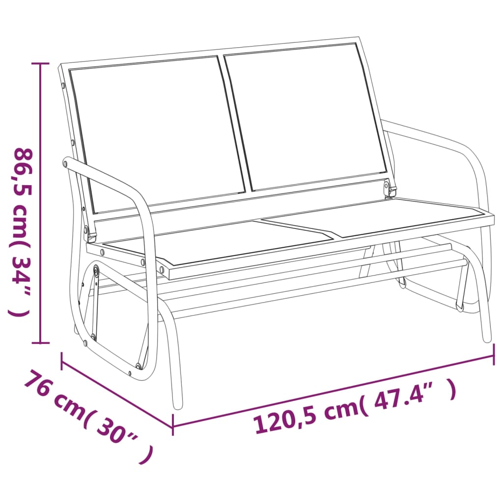 3-tlg. Garten-Lounge-Set Schaukel Schwarz Textilene und Stahl