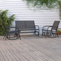 3-tlg. Garten-Lounge-Set Schaukel Schwarz Textilene und Stahl