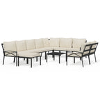 11-tlg. Garten-Lounge-Set mit Sandfarbigen Kissen Stahl