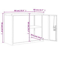 Aktenschrank Hellgrau und Blau 90x40x70 cm Stahl