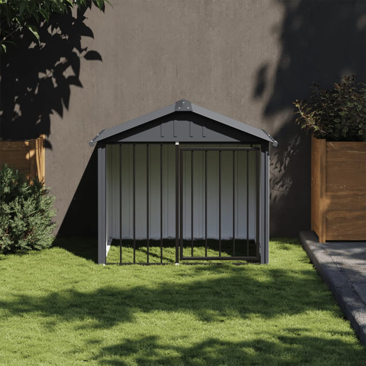 Hundehütte mit Dach Schwarz 117x103x102 cm Verzinkter Stahl