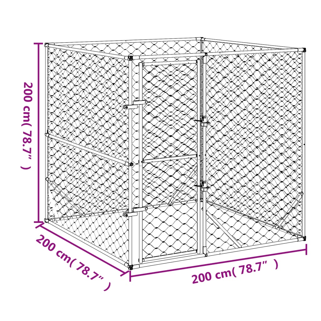 Outdoor-Hundezwinger Silbern 2x2x2 m Verzinkter Stahl