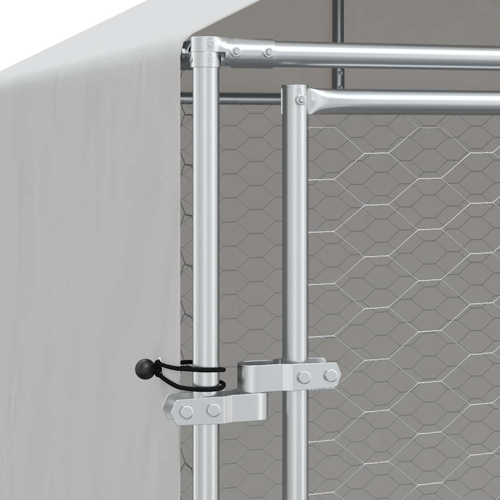 Outdoor-Hundezwinger mit Dach Silber 2x2x2,5 m Verzinkter Stahl