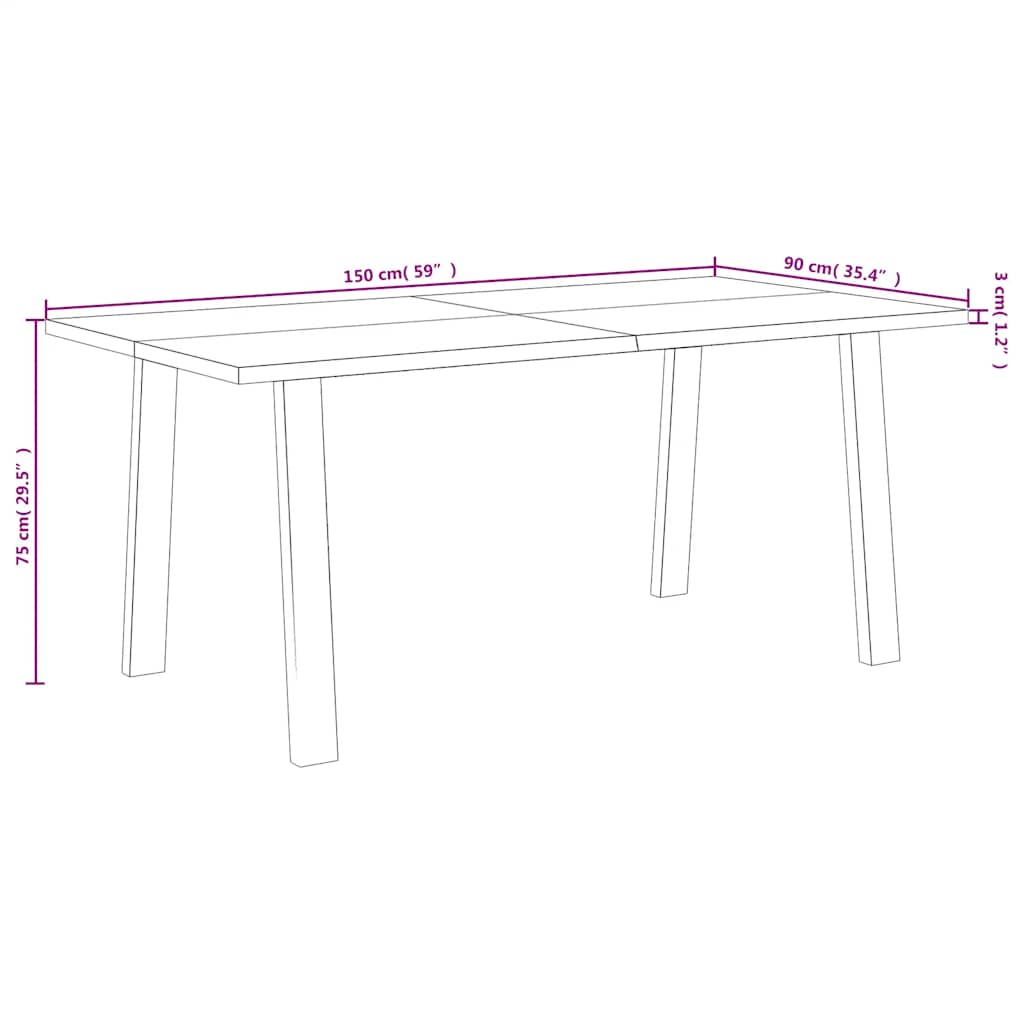 Esstisch 150x90x75 cm Massivholz Akazie