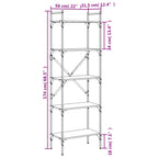 Bücherregal 5 Fächer Schwarz 56x31,5x174 cm Holzwerkstoff