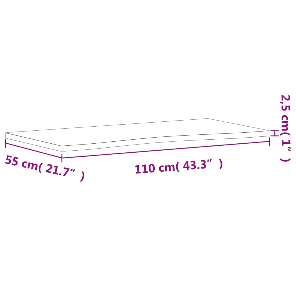 Schreibtischplatte 110x(50-55)x2,5 cm Massivholz Buche