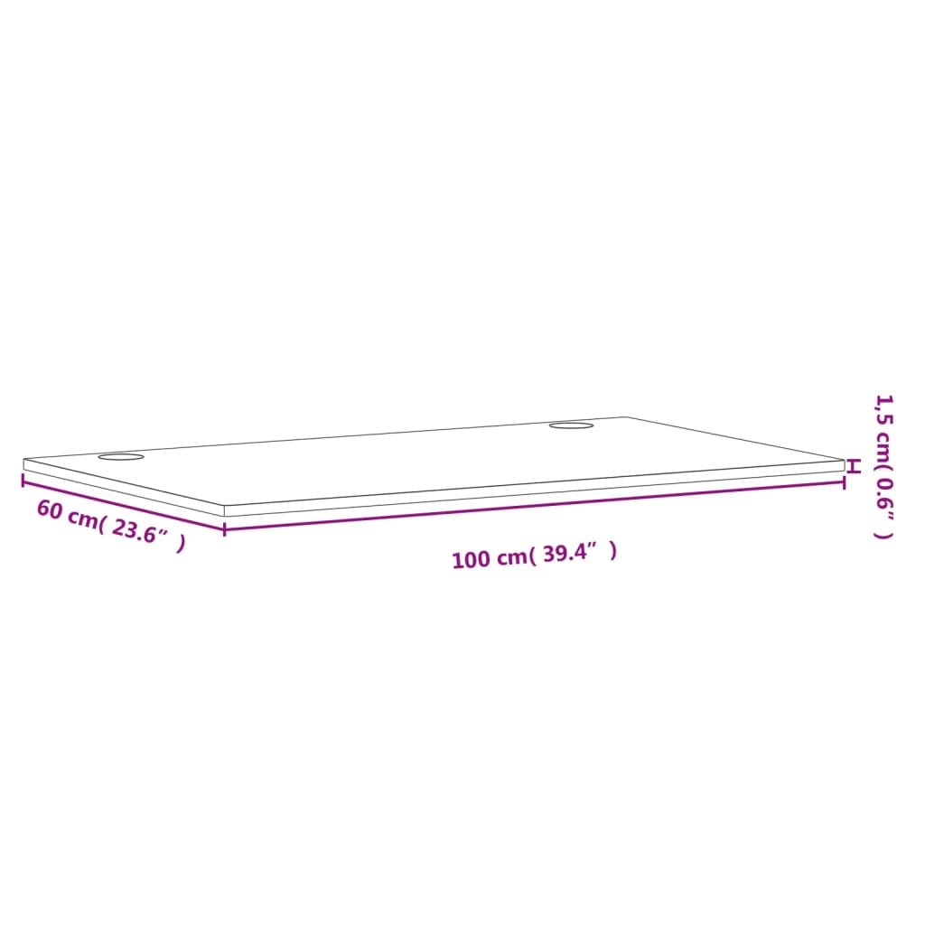 Schreibtischplatte 100x60x1,5 cm Massivholz Buche