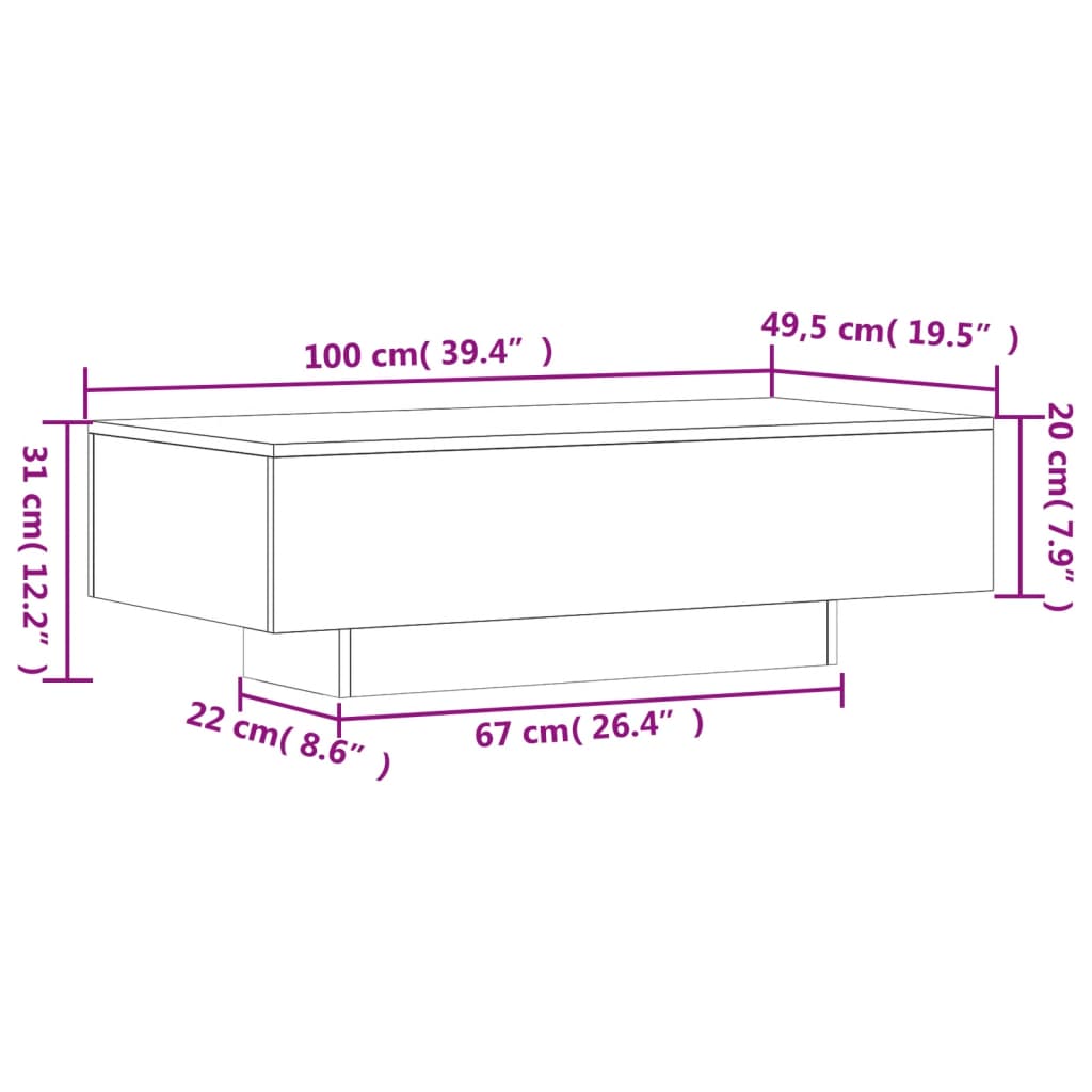 Couchtisch Weiß 100x49,5x31 cm Holzwerkstoff