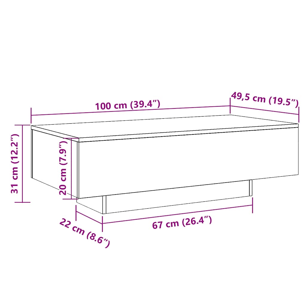 Couchtisch Weiß 100x49,5x31 cm Holzwerkstoff