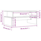 Couchtisch Weiß 90x55x42,5 cm Holzwerkstoff