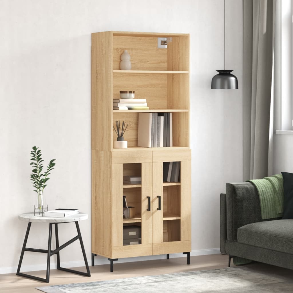 Highboard Sonoma-Eiche 69,5x34x180 cm Holzwerkstoff