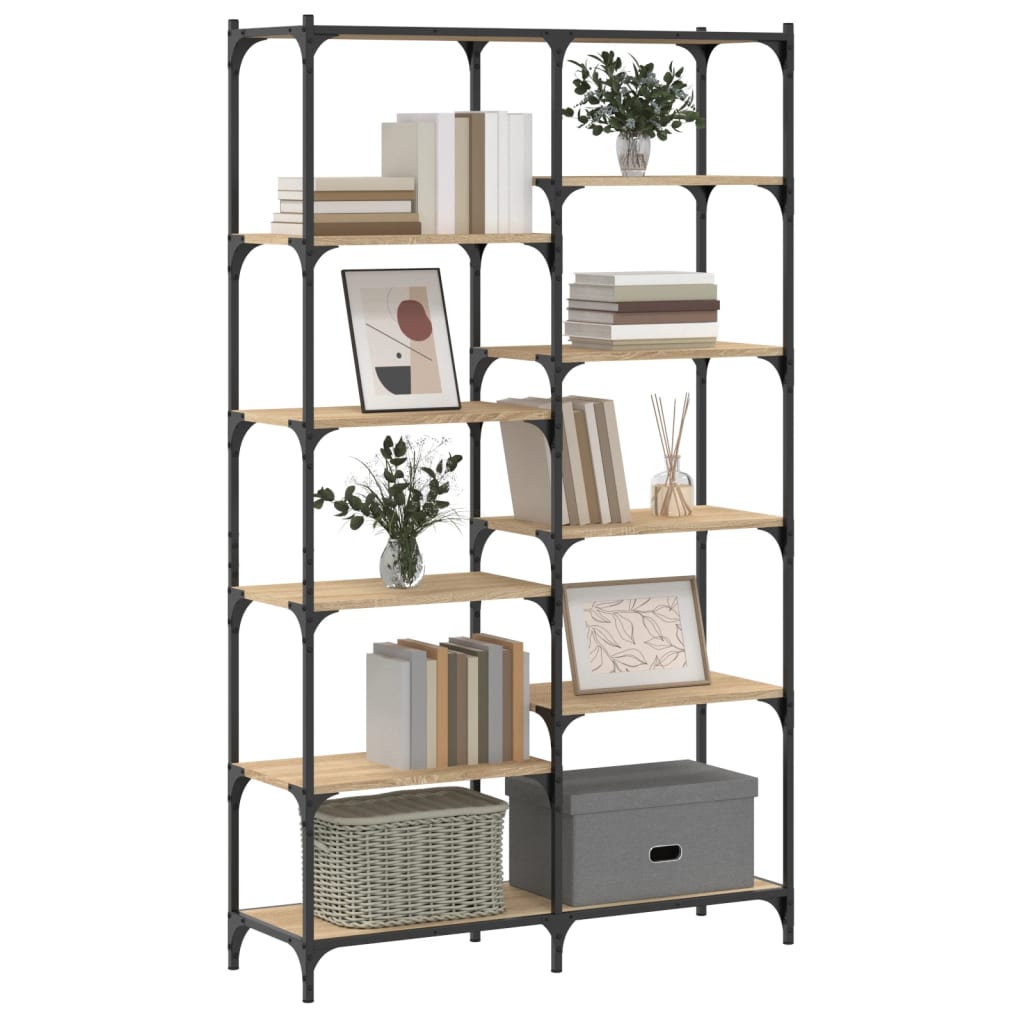Bücherregal Sonoma Eiche 100x32x170 cm Holzwerkstoff und Eisen