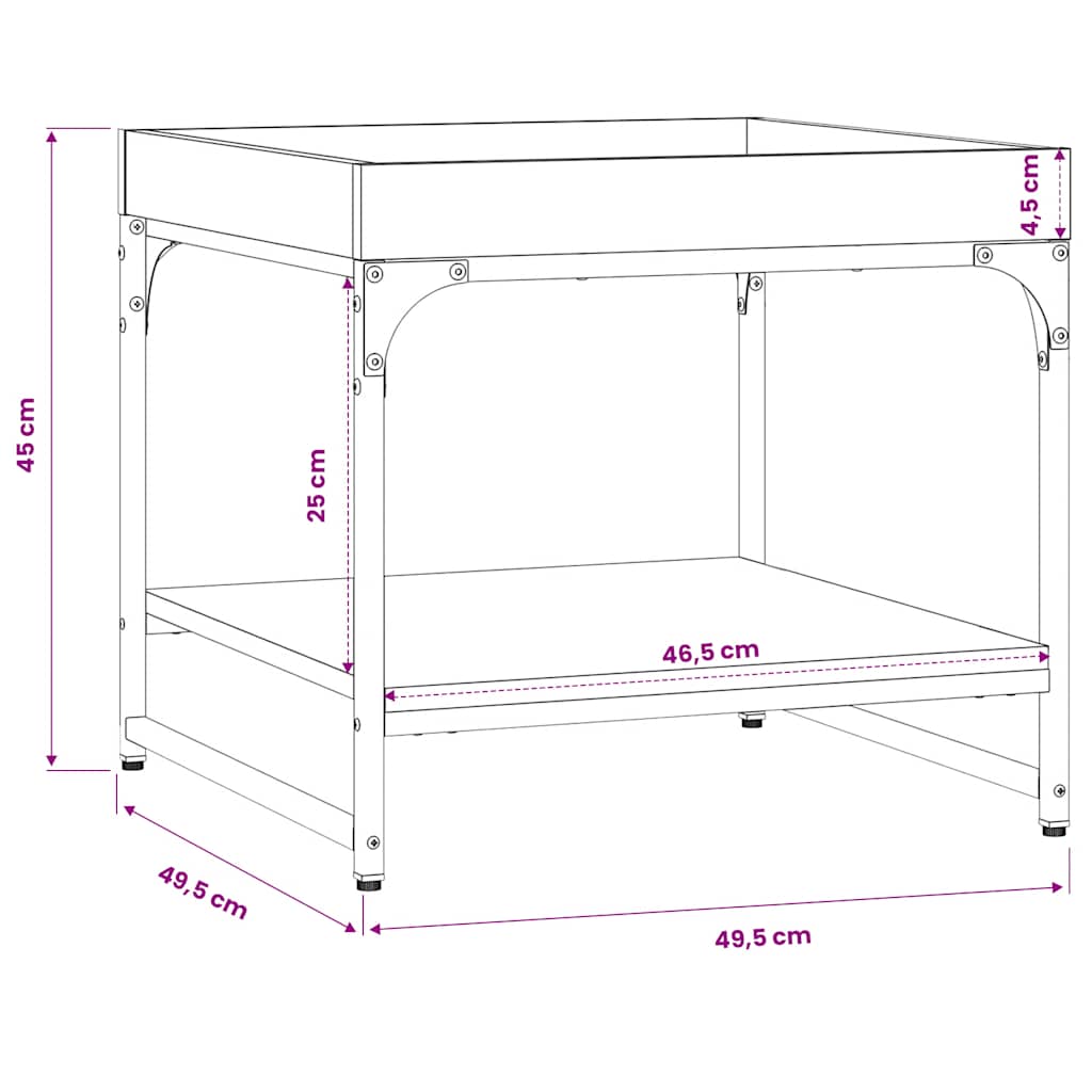 Couchtisch Braun Eichen-Optik 49,5x49,5x45 cm Holzwerkstoff