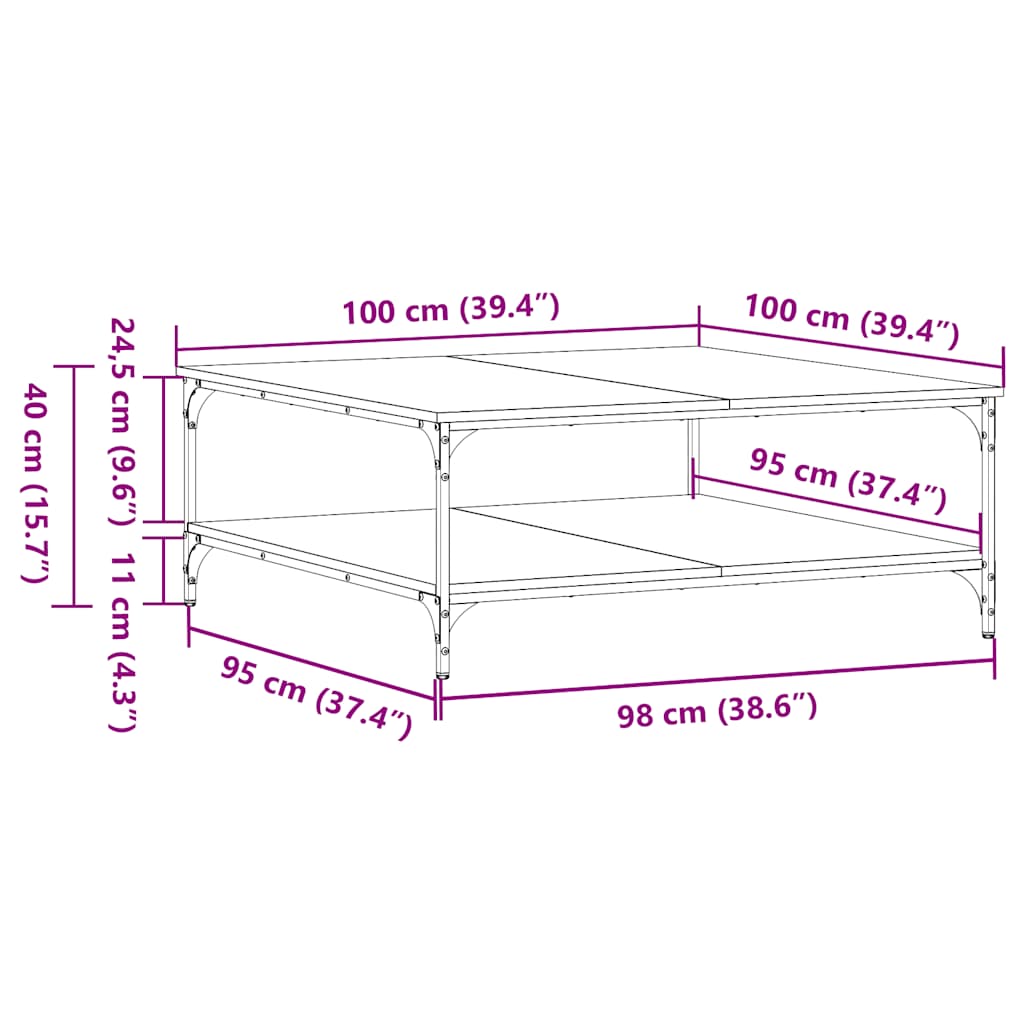 Couchtisch Sonoma-Eiche 100x100x40 cm Holzwerkstoff