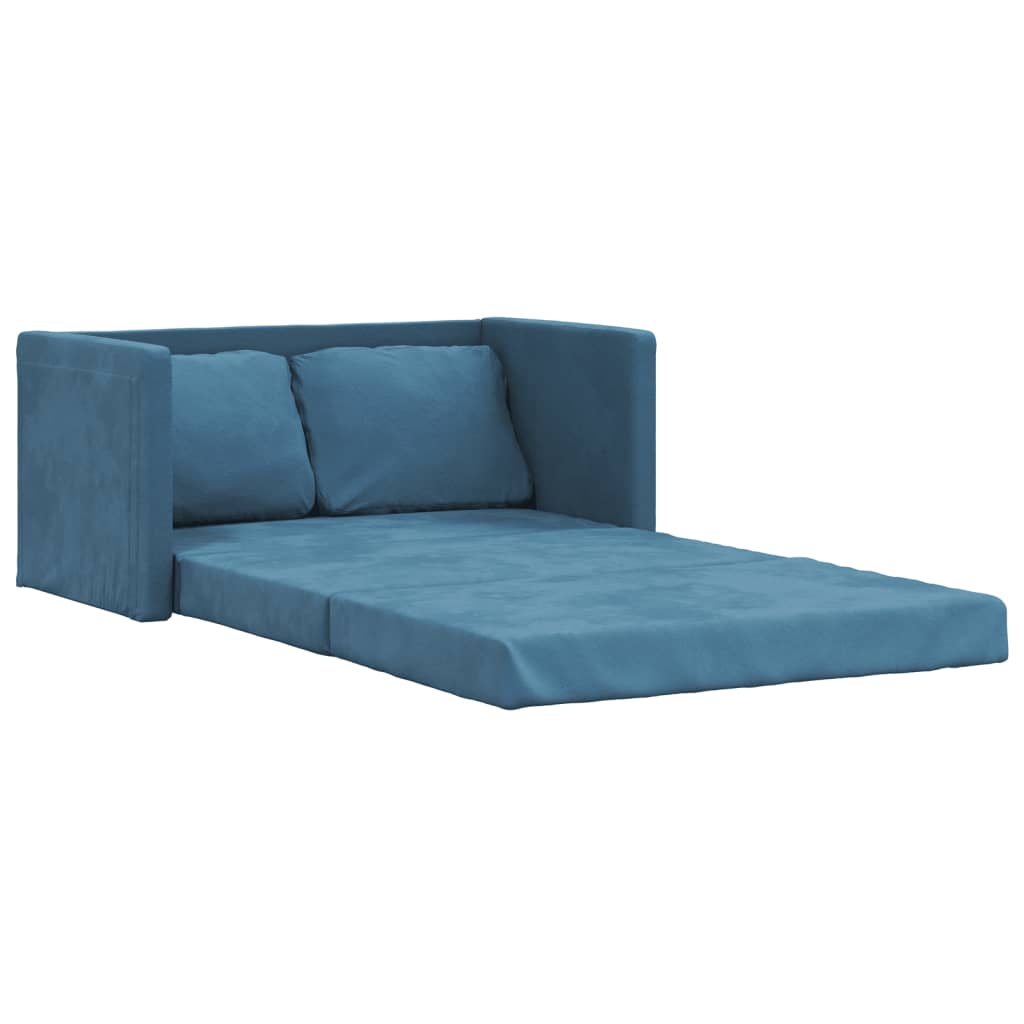 Bodensofa mit Schlaffunktion Blau 122x204x55 cm Samt