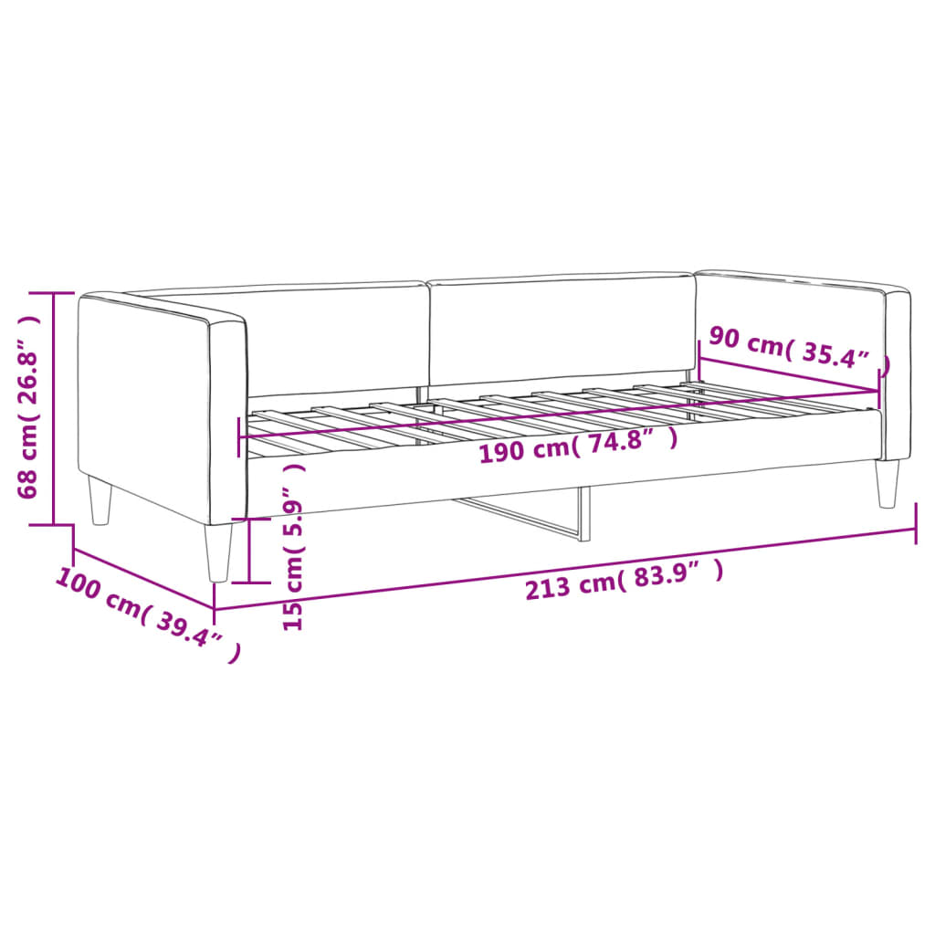 Tagesbett Schwarz 90x190 cm Stoff