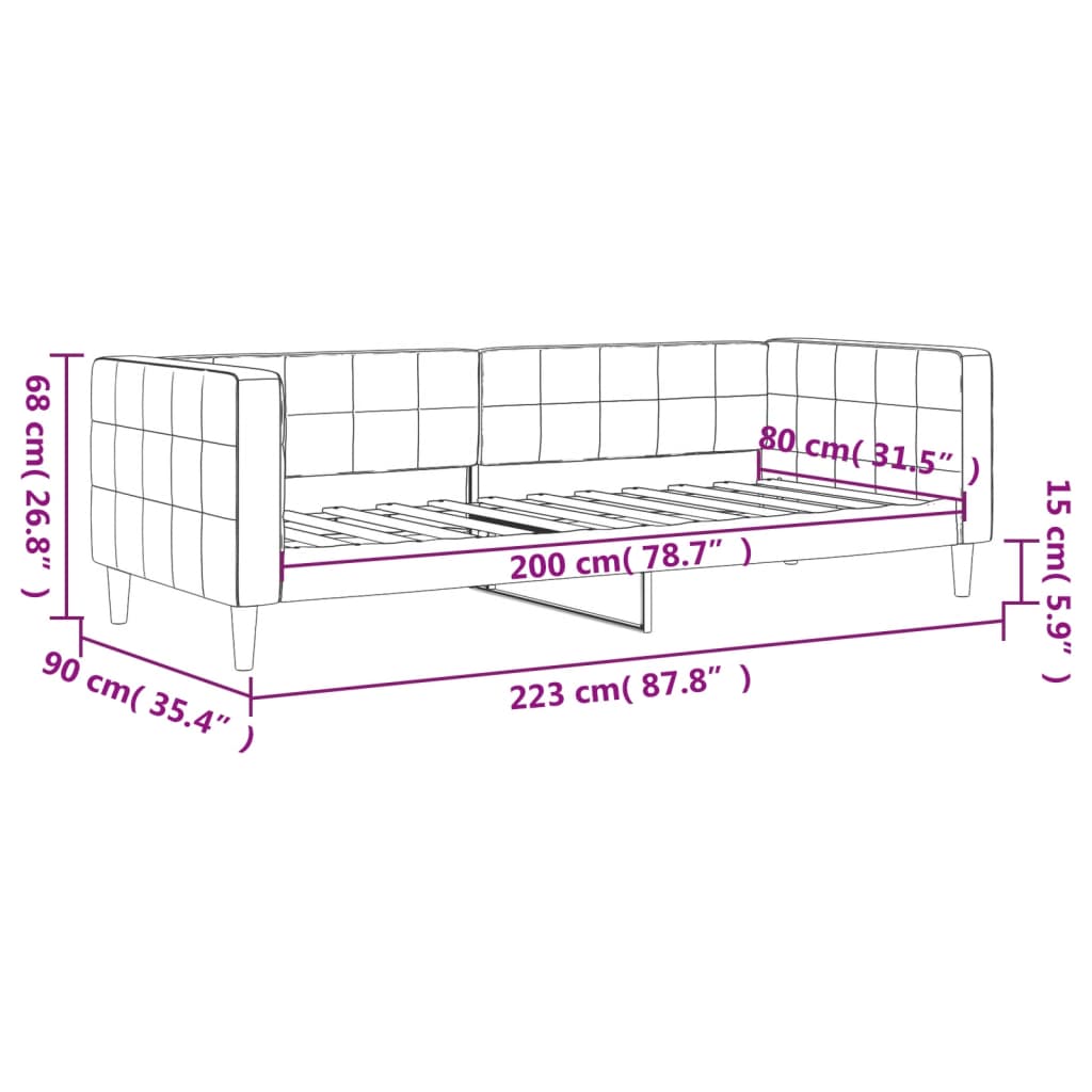 Tagesbett Hellgrau 80x200 cm Samt