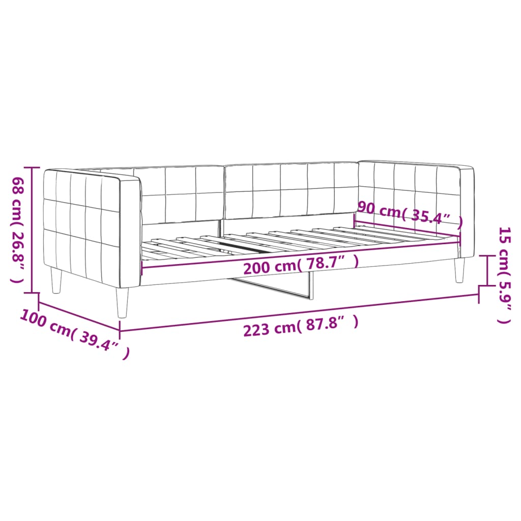 Tagesbett Rosa 90x200 cm Samt