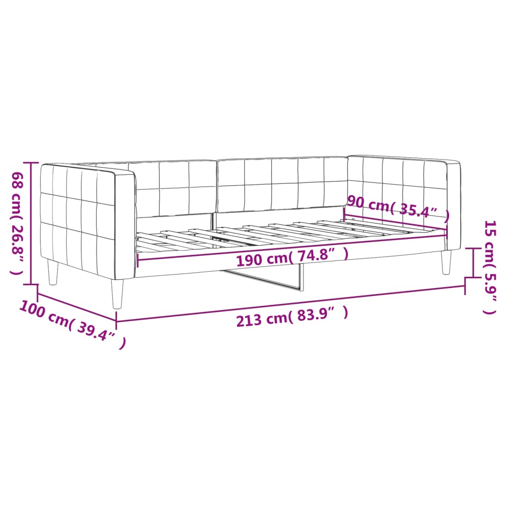 Tagesbett Hellgrau 90x190 cm Samt