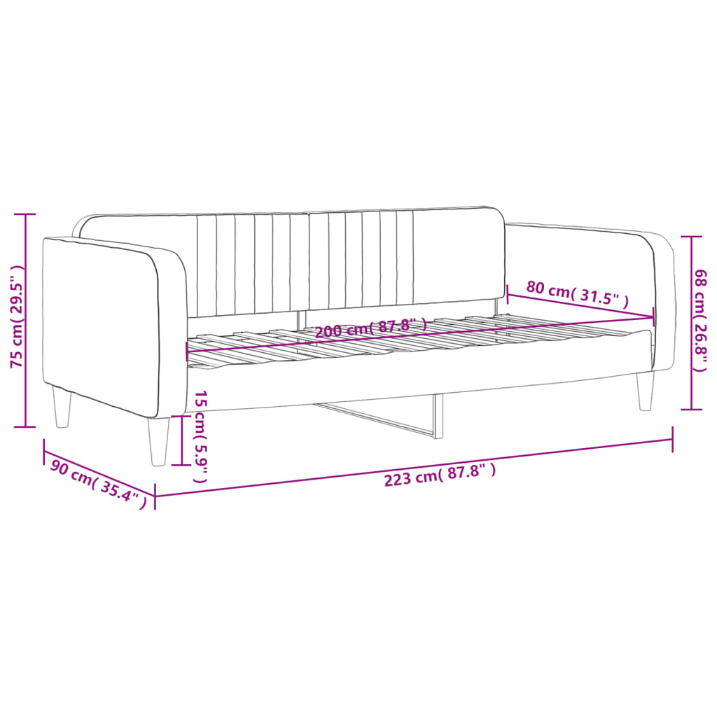 Tagesbett Gelb 80x200 cm Samt