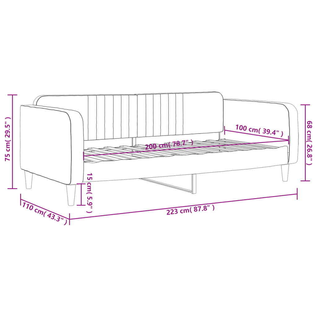 Tagesbett Blau 100x200 cm Samt