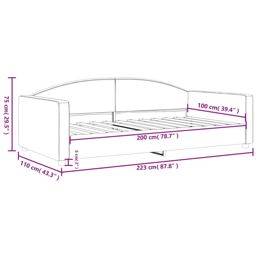 Tagesbett Creme 100x200 cm Stoff