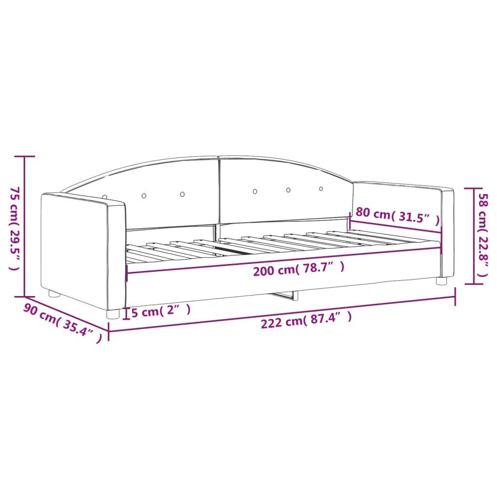 Tagesbett Dunkelgrau 80x200 cm Samt