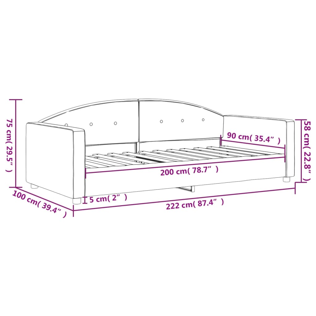 Tagesbett Hellgrau 90x200 cm Samt