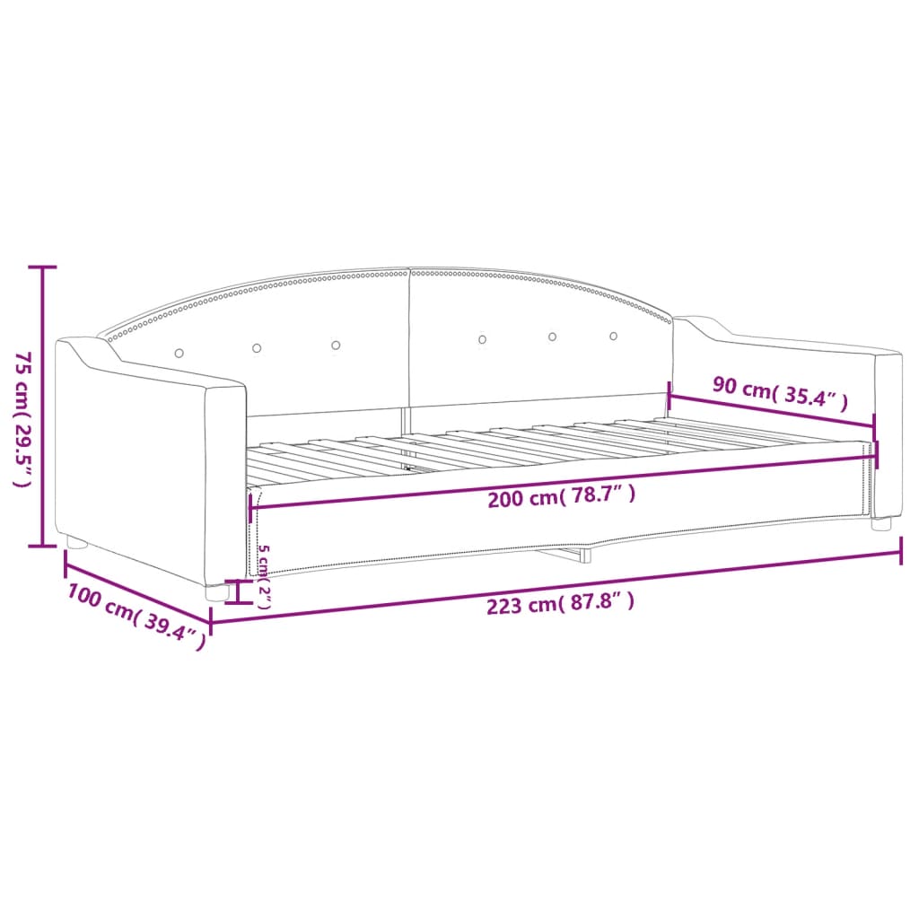 Tagesbett Creme 90x200 cm Stoff