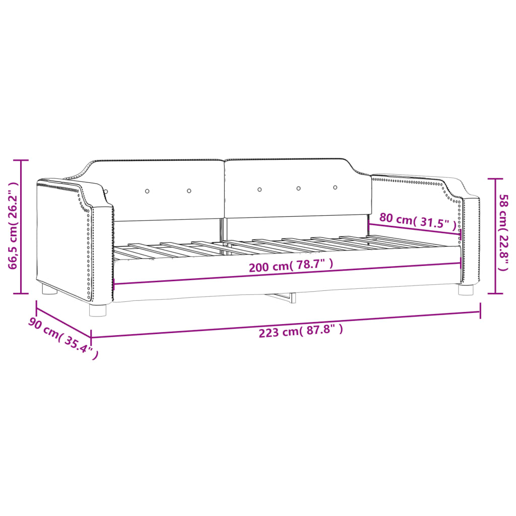 Tagesbett Hellgrau 80x200 cm Stoff