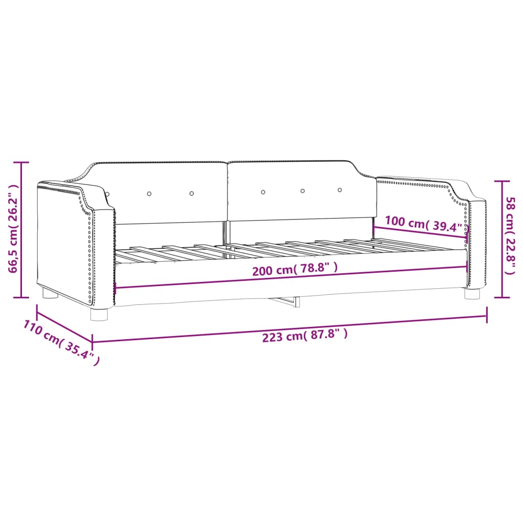 Tagesbett Hellgrau 100x200 cm Stoff