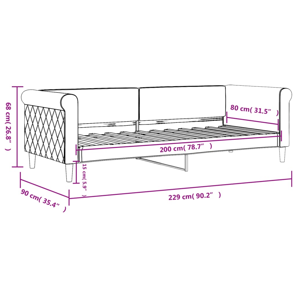 Tagesbett Dunkelgrau 80x200 cm Samt