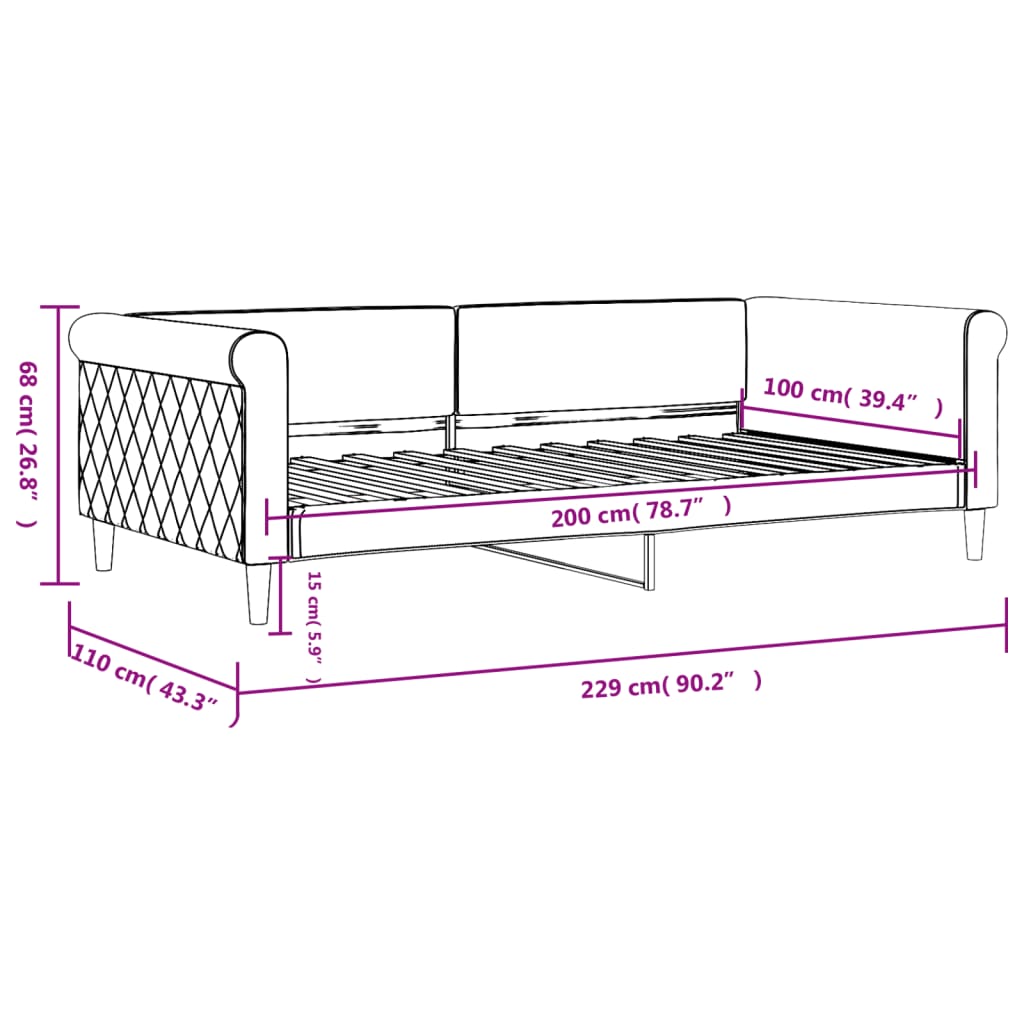 Tagesbett Dunkelgrau 100x200 cm Samt