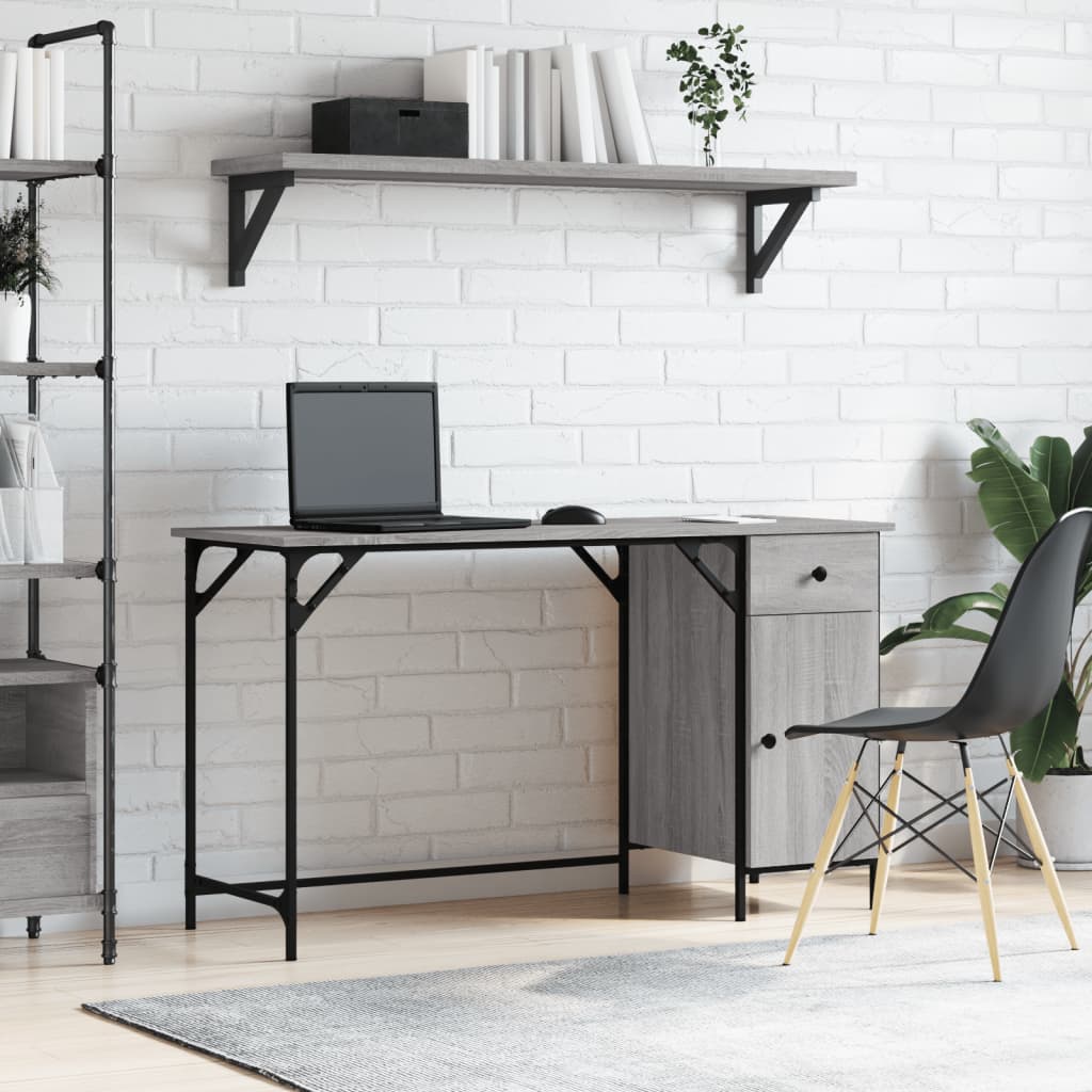 Computertisch Grau Sonoma 131x48x75 cm Holzwerkstoff