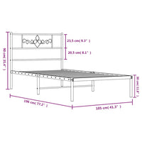 Bettgestell mit Kopfteil Metall Schwarz 100x190 cm