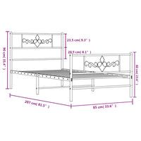 Bettgestell mit Kopf- und Fußteil Metall Schwarz 80x200 cm