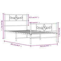 Bettgestell mit Kopf- und Fußteil Metall Schwarz 107x203 cm