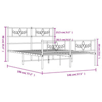 Bettgestell mit Kopf- und Fußteil Metall Schwarz 140x190 cm