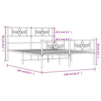 Bettgestell mit Kopf- und Fußteil Metall Schwarz 150x200 cm