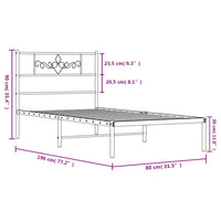 Metallbett ohne Matratze mit Kopfteil Weiß 75x190 cm