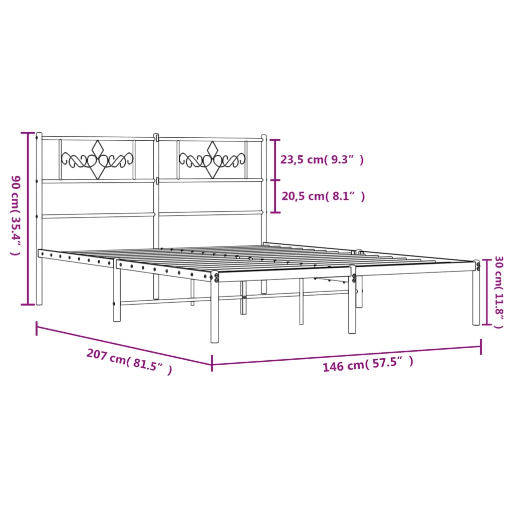 Bettgestell mit Kopfteil Metall Weiß 140x200 cm